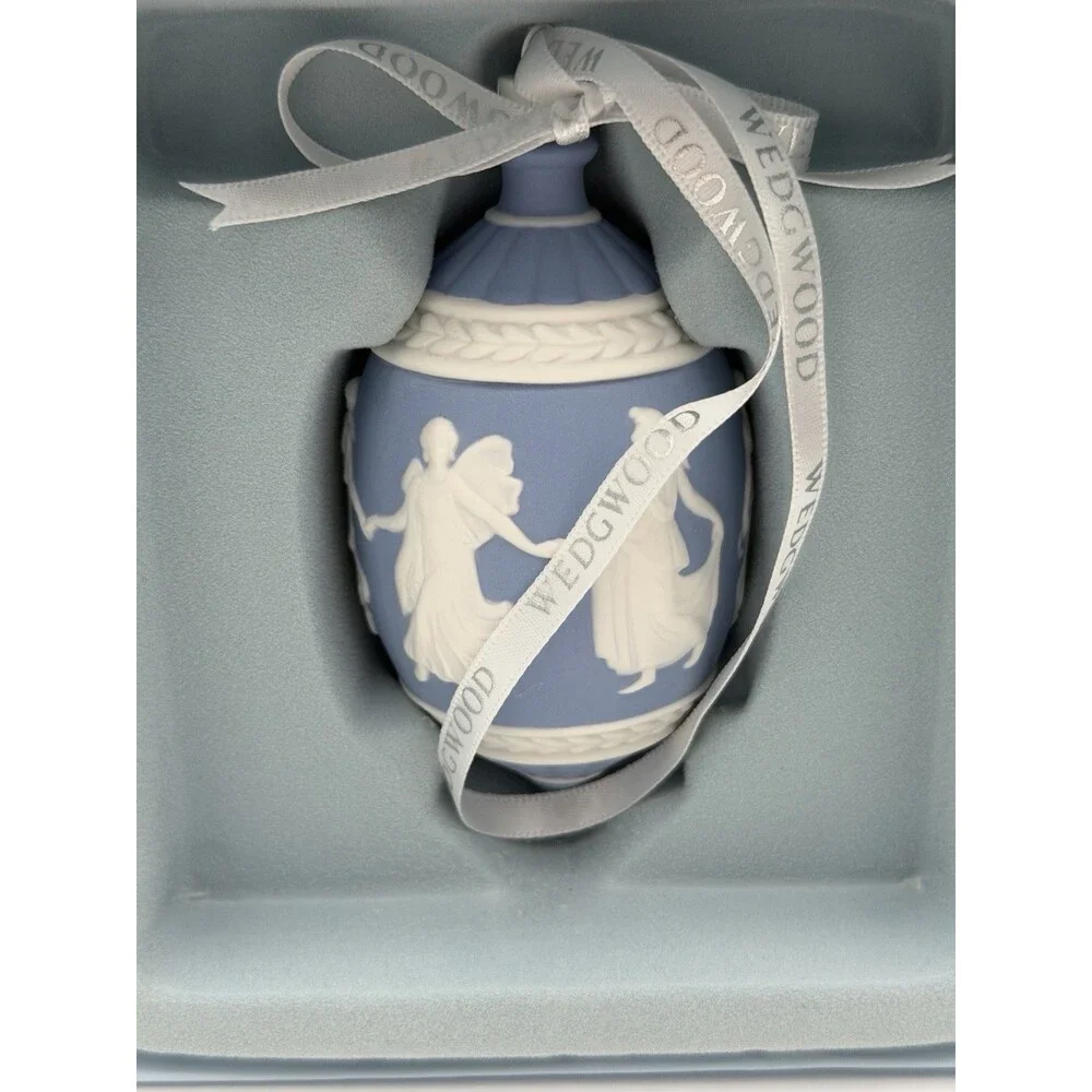 Wedgwood Jasperware Dancing Hours Blue/white Christmas Ornament Porcelain